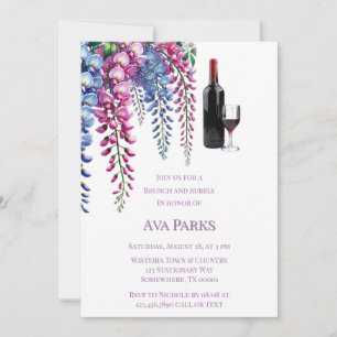 Purple and Pink Wisteria Brunch and Bubbly Invitation