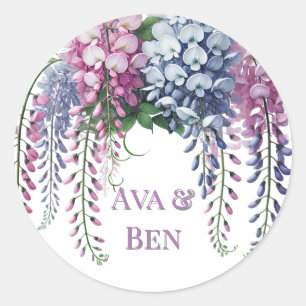 Purple and Pink Wisteria Flower Wedding Classic Round Sticker