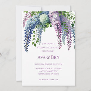 Purple and Pink Wisteria Wedding Celebration  Invitation