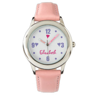 Purple and pink with hearts and name watch