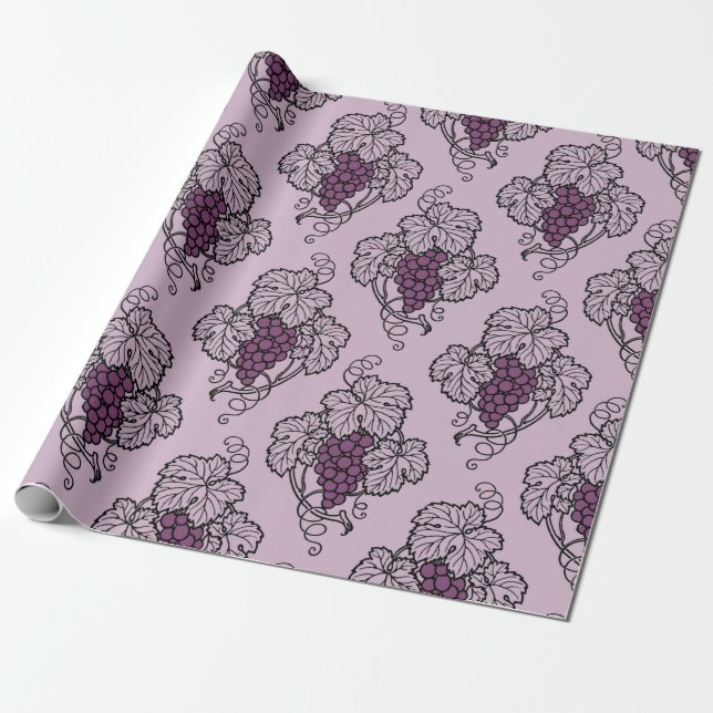 Purple and Plum Wine themed Wrapping Paper (Unrolled)