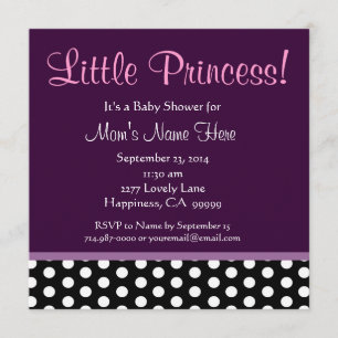 Purple and Polka Dots Little Princess Baby Shower Invitation