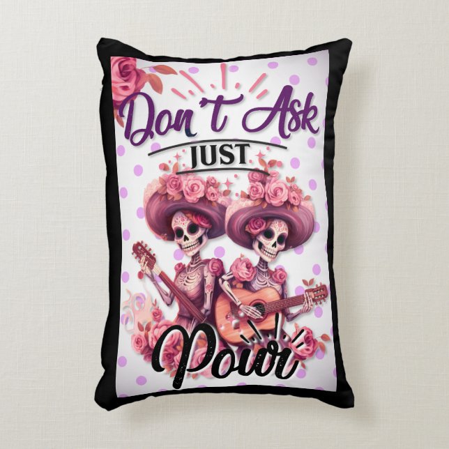Purple and Pretty Sugar Skull Decorative Cushion (Front(Vertical))