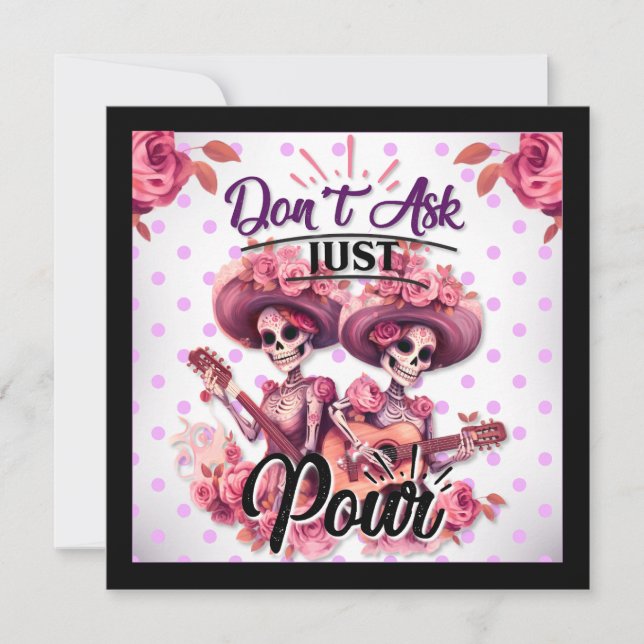 Purple and Pretty Sugar Skull  Holiday Card (Front)