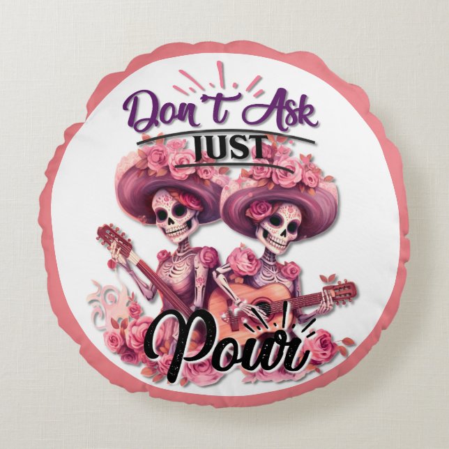 Purple and Pretty Sugar Skull  Round Cushion (Front)