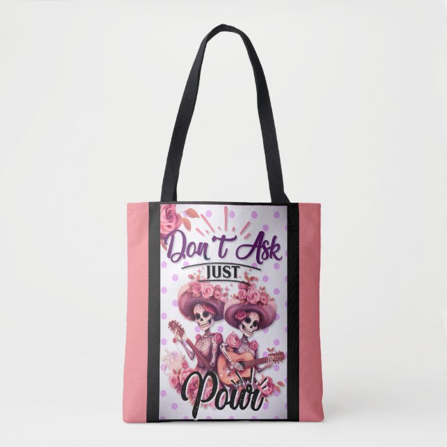 Purple and Pretty Sugar Skull Tote Bag (Front)