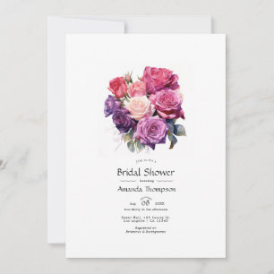 Purple and Purple Floral Bridal Shower Invitation