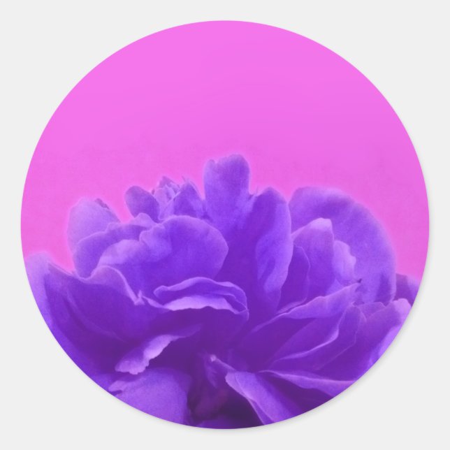 Purple and Raspberry Floral Art Classic Round Sticker (Front)