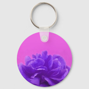 Purple and Raspberry Floral Art Key Ring