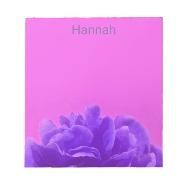 Purple and Raspberry Floral Custom Name Notepad (Front)