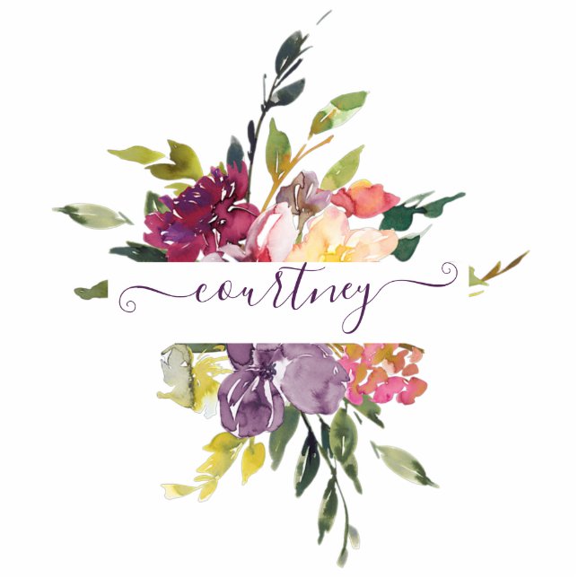 Purple and red  floral personalised   magnet photo sculpture magnet (Front)