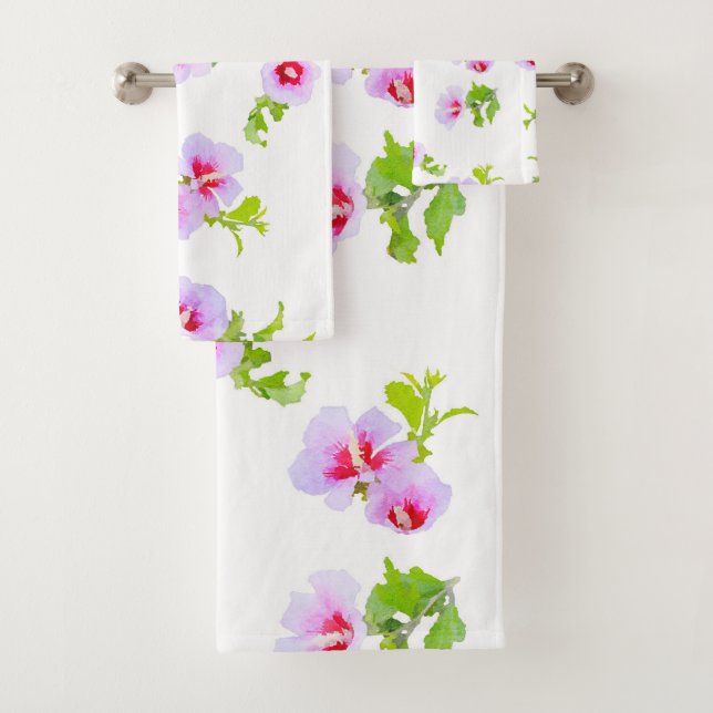 Purple And Red Flowers Bath Towel Set (Insitu)