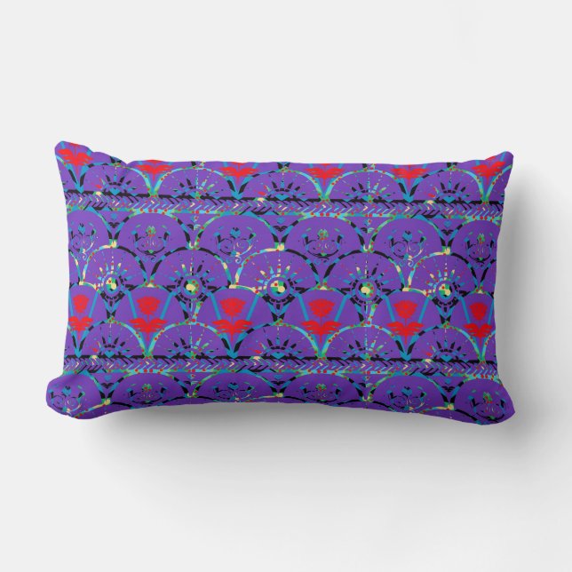 Purple and Red Flowers | Bohemian Sunrise Lumbar Cushion (Front)
