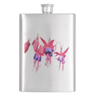 Purple and red flowers hip flask