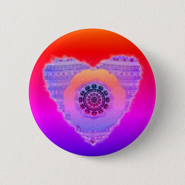 Purple and Red Glowing Hearts Pattern 6 Cm Round Badge (Front)