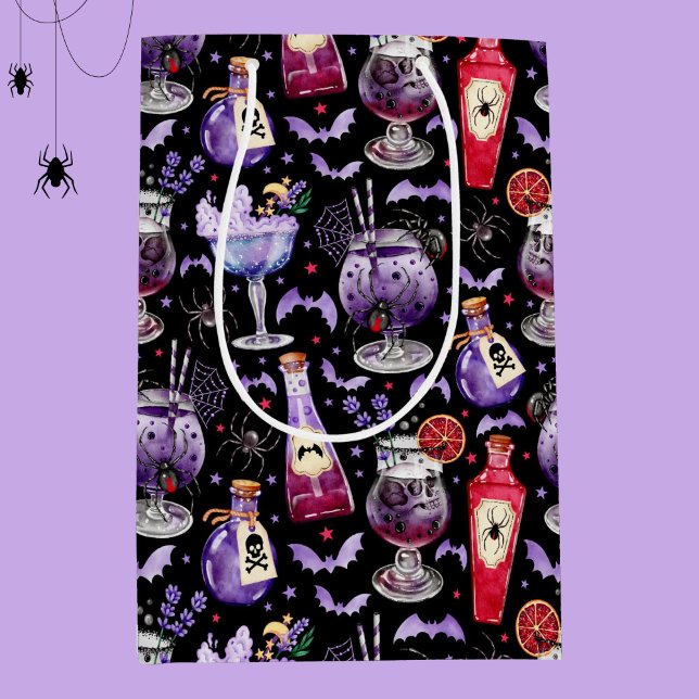 Purple and Red Halloween Cocktails and Potions Medium Gift Bag (Purple and Red Halloween Cocktails and Potions Medium Gift Bag)