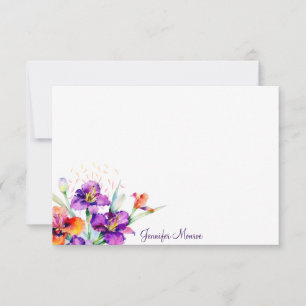 Purple and red Iris personalised Card