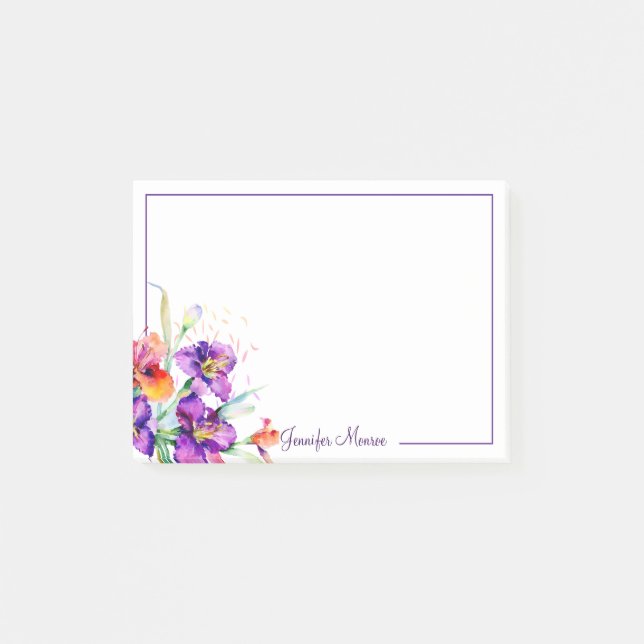 Purple and red Iris personalised Post-it Notes (Front)