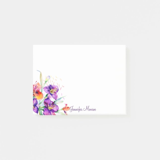 Purple and red Iris personalised Post-it Notes (Front)