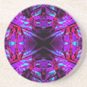 Purple and red kaleidoscope pattern coaster
