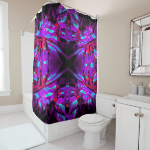 Purple and red kaleidoscope pattern shower curtain