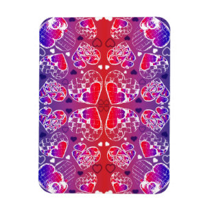 Purple and Red Whimsical Romantic Hearts pattern Magnet