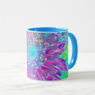 Purple and Robin's Egg Blue Decorative Dahlia Mug