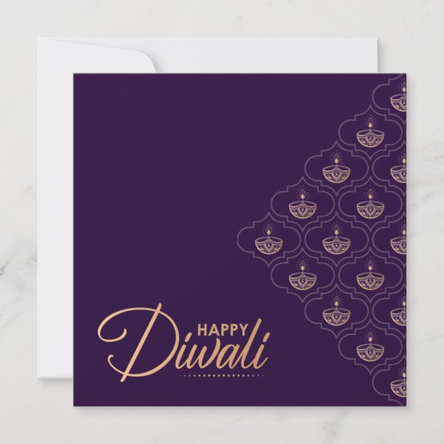 Purple and Rose gold ornament Happy Diwali   Card (Front)