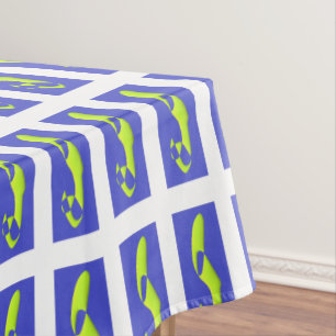 PURPLE AND ROYAL BLUE ART PATTERNED TABLECLOTH