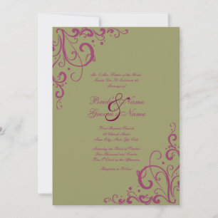 Purple and Sage Flourish Wedding Invitation
