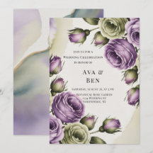 Purple and Sage Green Roses Painted Wedding