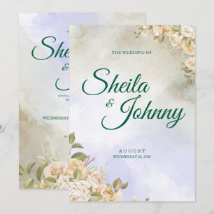 Purple and Sage Pastel Elegance Wedding Invitation