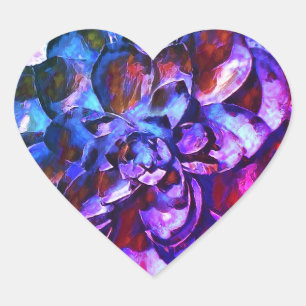 Purple and Sapphire Flower Heart Sticker