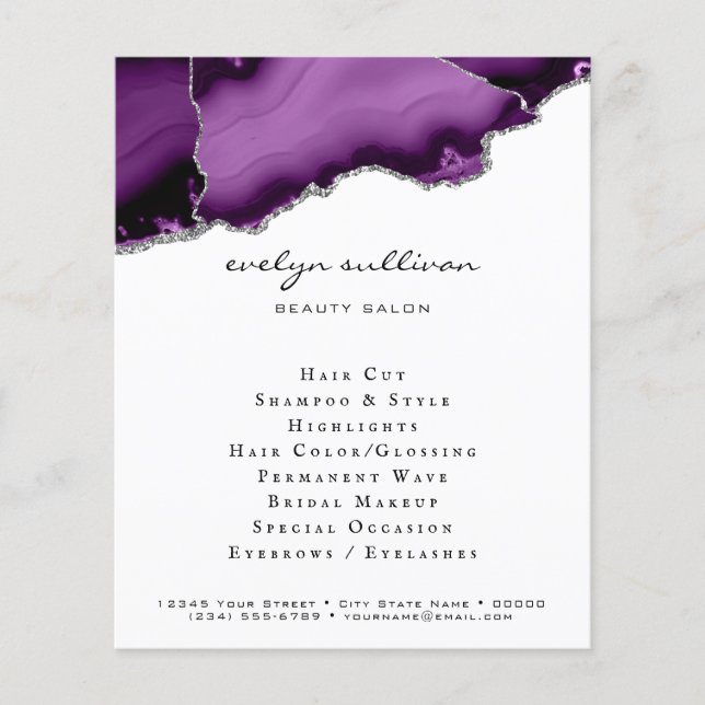 purple and silver agate design flyer (Front)