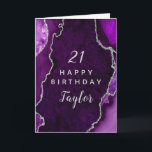 Purple and Silver Agate Happy Birthday Card<br><div class="desc">This elegant and glamourous birthday card can be personalised with a name or title such as mum, daughter, granddaughter, niece, friend etc. The design features a purple agate marble background with faux silver glitter accents. The text combines handwritten script and modern sans serif fonts for a classy and sophisticated look....</div>