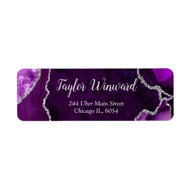 Purple and Silver Agate Marble Birthday Party (Front)