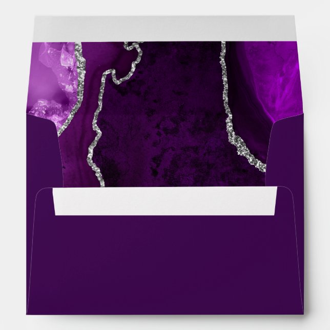 Purple and Silver Agate Marble Birthday Party Envelope (Back (Bottom))