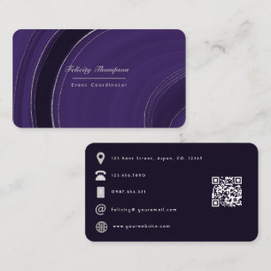 Purple and Silver Agate QR Code Business Card