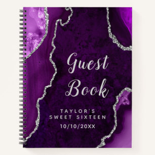 Purple and Silver Agate Sweet Sixteen Guest Book
