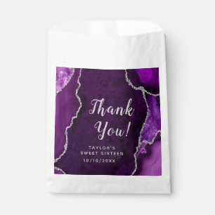 Purple and Silver Agate Sweet Sixteen Thank You Favour Bags