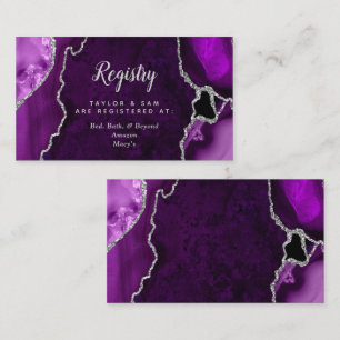 Purple and Silver Agate Wedding Registry Enclosure Card