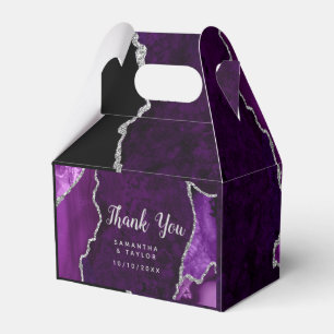 Purple and Silver Agate Wedding Thank You Favour Box