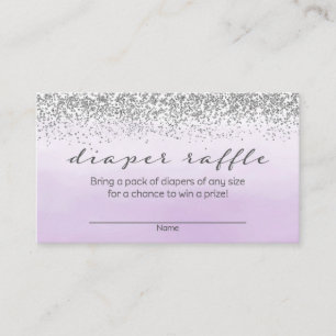 Purple and Silver Baby Shower Diaper Raffle Enclosure Card