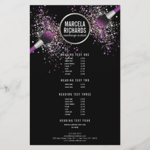 Purple and Silver Blush Confetti Makeup Artist Flyer