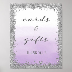 Purple and Silver Cards and Gifts Wedding Poster