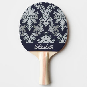 Purple and Silver Damask Personalised Paddle