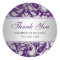 Purple and Silver Damask Swirls Wedding Thank You