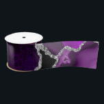Purple and Silver Faux Glitter Agate Satin Ribbon<br><div class="desc">This elegant and glamourous ribbon is versatile and can be used for giving gifts or art and craft projects. It is ideal for any occasion such as birthdays, weddings, bridal showers, baby showers, anniversaries or general gifts. It features purple marble agate on a distressed purple background. The faux silver glitter...</div>