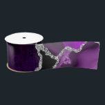 Purple and Silver Faux Glitter Agate Satin Ribbon<br><div class="desc">This elegant and glamourous ribbon is versatile and can be used for giving gifts or art and craft projects. It is ideal for any occasion such as birthdays, weddings, bridal showers, baby showers, anniversaries or general gifts. It features purple marble agate on a distressed purple background. The faux silver glitter...</div>