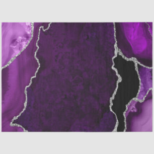 Purple and Silver Faux Glitter Agate Tissue Paper